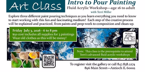 Intro to Acrylic Pour Painting - Friday July 3rd - 6 to 8 pm