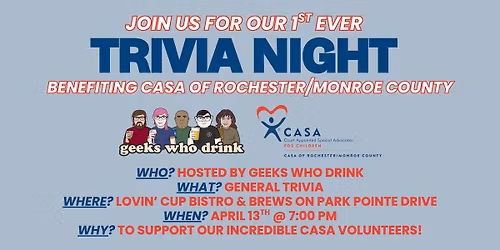 Quiz for a Cause: Trivia Night Benefiting CASA of Rochester\/Monroe County