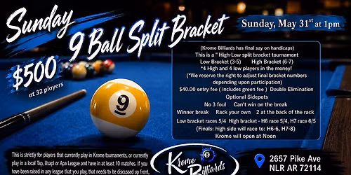 Sunday Split Bracket $500 added at 32 Players 