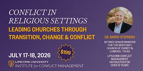 Weekend Training: Conflict in Religious Settings