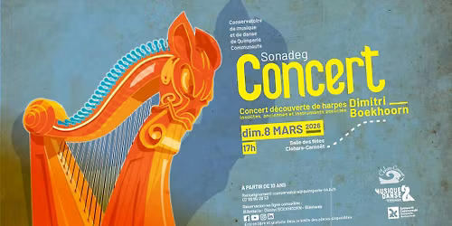 Concert de Dimitri Boekhoorn - D\u00e9couvertes de harpes insolites, anciennes et instruments associ\u00e9s