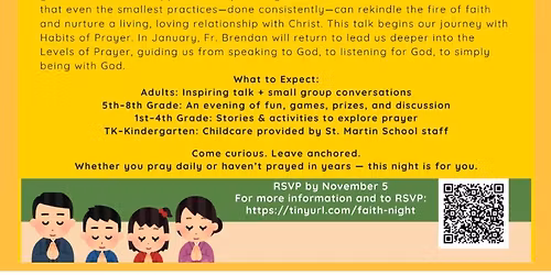 Faith Night:  Tiny Habits of Prayer by Fr. Brendan McGuire