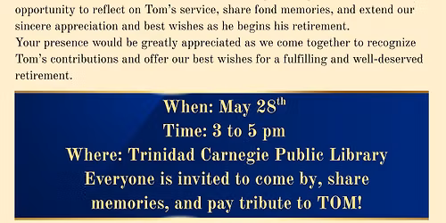 A Farewell Tribute to Tom!