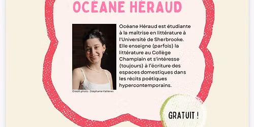 Atelier d\u2019\u00e9criture avec Oc\u00e9ane H\u00e9raud