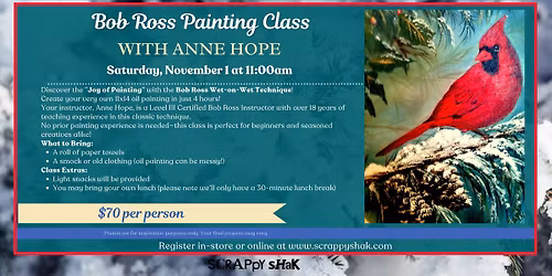 Bob Ross Cardinal Painting Class with Anne Hope