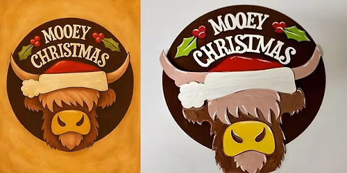 Mooey Christmas highland Cow Door Sign
