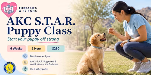 AKC S.T.A.R. Puppy Class in Peoria, AZ - 10\/4\/26 - 12:30pm - 6 Weeks - $250