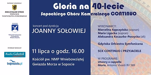 Gloria na 40-lecie Sopockiego Ch\u00f3ru Kameralnego CONTINUO. Koncert jubileuszowy