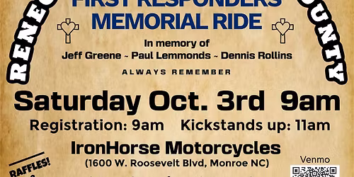 2026 Union County Renegade Pigs 1st Responder Memorial Ride