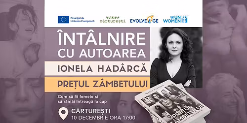 Lansare de carte. \u201ePre\u021bul z\u00e2mbetului\u201d de Ionela Had\u00e2rc\u0103