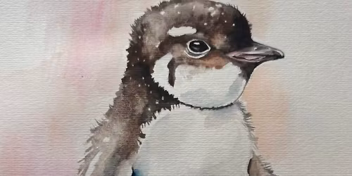 Penguin in watercolour art class