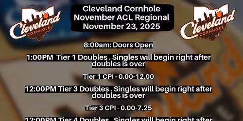 Cleveland Cornhole- November 2025 ACL Regional