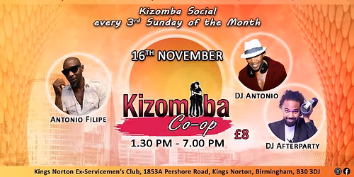 Kizomba Co-op 19th October  - Teaching with Antonio Filipe - Dj Antonio & Dj AfterParty