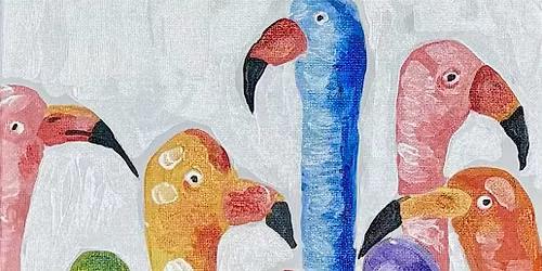 Whimsical Flamingos 10" x 15" Canvas Painting Class