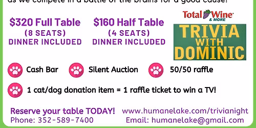 Trivia Night \u2013 Fundraiser for HSLC