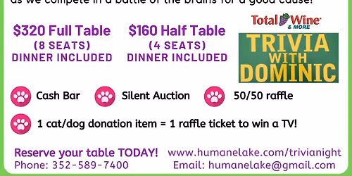 Trivia Night \u2013 Fundraiser for HSLC