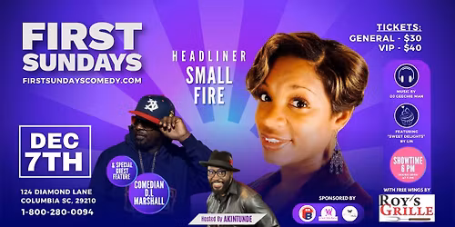DECEMBER 7TH FIRST SUNDAYS COMEDY LIVE