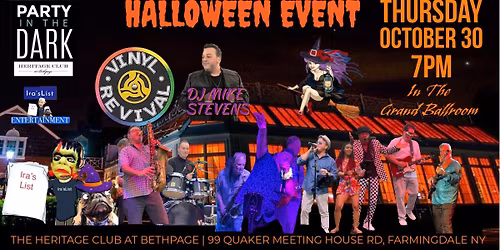 IRA\u2019SLIST & VINYL REVIVAL PRESENT PARTY IN THE DARK IV A HALLOWEEN PRE-GAME HAUNTING HERITAGE CLUB