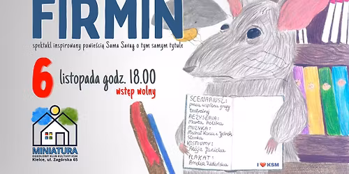 Firmin - spektakl inspirowany powie\u015bci\u0105 Sama Savag
