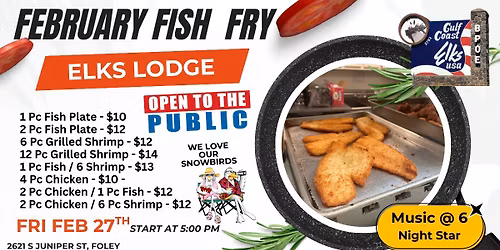 Elks Lodge Fish Fry with Band Nightstar