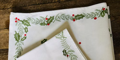 Indian Woodblock Printing Workshop ~ Table Runner & Napkins
