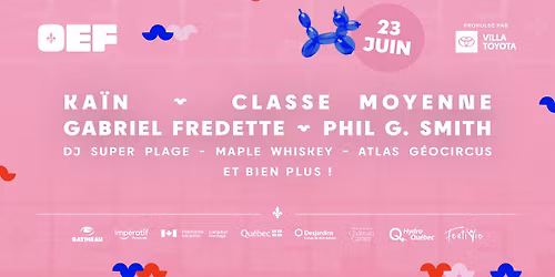 23 juin : Ka\u00efn + Classe Moyenne + Gabriel Fredette + Phil G. Smith