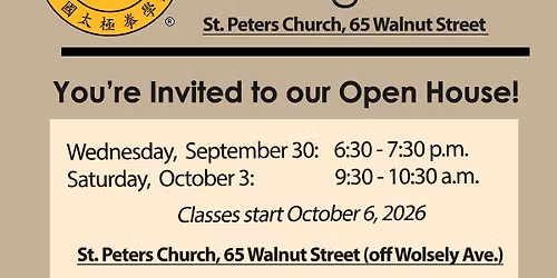 Open House and Registration New Introductory Tai Chi Course