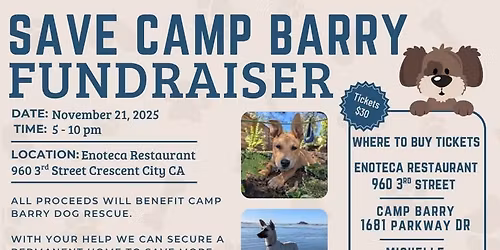 Save Camp Barry Raffle Fundraiser At Enoteca Restaurant 