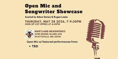 MAY 2026 Open Mic & Songwriter Showcase