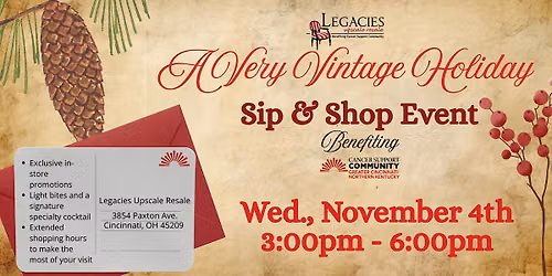 Legacies "A Very Vintage Holiday" Sip & Shop Event