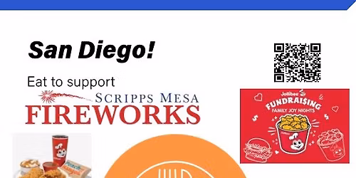 Scripps Mesa Fireworks November Jollibee Dine Out Fundraiser 