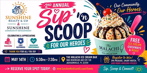 2nd Annual Sip \u2018n Scoop for Our Heroes | Ice Cream Social & Giveaways
