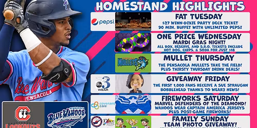 Chattanooga Lookouts at Pensacola Blue Wahoos at Blue Wahoos Stadium