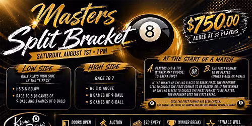 Masters Format Split Bracket - $750 added at 32