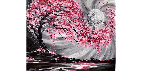 Moonlit Cherry Blossom River - Paint and Sip in Chicago | Classpop!\u2122