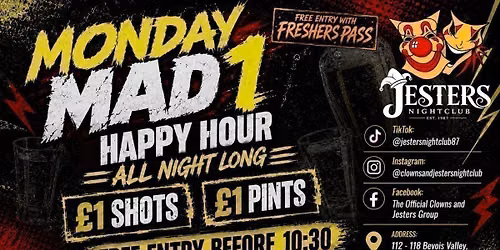 Monday Mad 1 - 14th Sept \u2013 \u00a31 Pints, Shots & Doubles!!!!