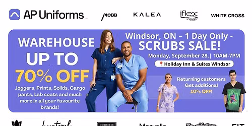 Warehouse Scrubs Sale \u2013 Windsor, ON\u2013 1 Day Only