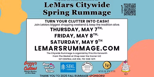 2026 Le Mars Citywide Spring Rummage Sale: May 7\u20139. Shop Le Mars Like a Local