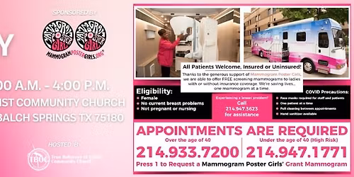 FREE MAMMOGRAMS! JUNE 2, 2026 Two-Fer Tuesday hosted TRUE BELIEVERS OF CHRIST COMMUNITY CHURCH