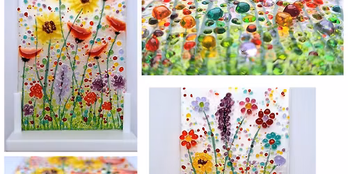 Wildflower fused glass picture
