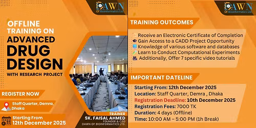 \ud83c\udf1fOffline Training on Drug Design with Research Project |\ud83d\udccdDhaka