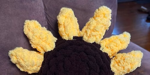 Finger Knit Sunflower Pillow