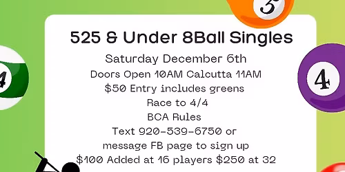 525 & Under 8Ball Singles 