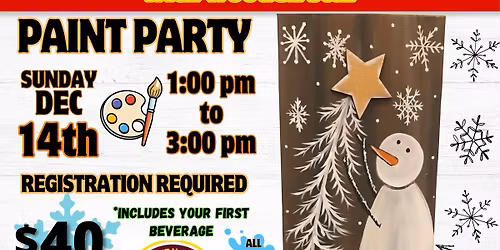 Snowman Paint Party with Wooden Star at Mulberry Music Station Brewery!