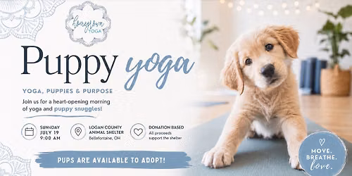 \ud83d\udc36 Puppy Yoga at the Logan County Animal Shelter