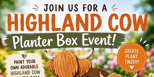 Sat 05 Sep, 10am - Highland Cow Planter Box at The Brush Bar Studio, Parkside
