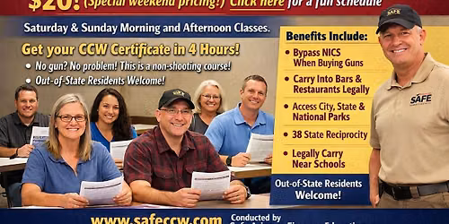 $20 Multi-state recognized Concealed Carry Permit Coming to cottonwood! (Special weekend pricing)