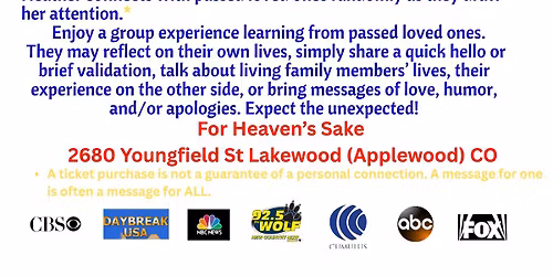 "Hello From Heaven!" Denver\/Lakewood Gallery Readings