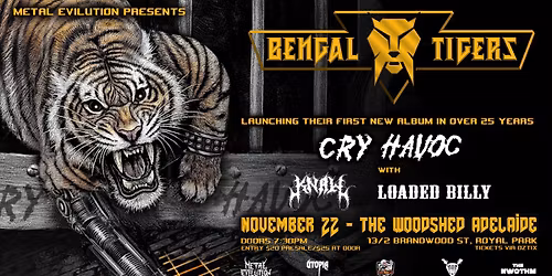 BENGAL TIGERS "Cry Havoc" Adelaide album launch w\/LOADED BILLY + KNAW