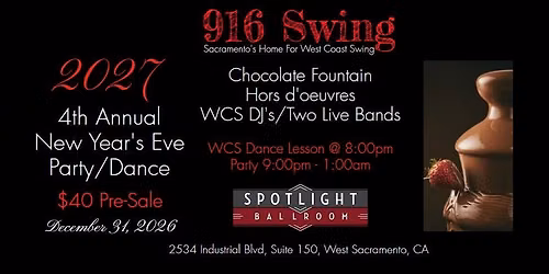 916 Swing New Year's Eve Party\/Dance, December 31, 2026